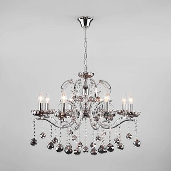 Eurosvet Подвесная люстра с хрусталем 10107/8 хром/дымчатый хрусталь Strotskis a045449