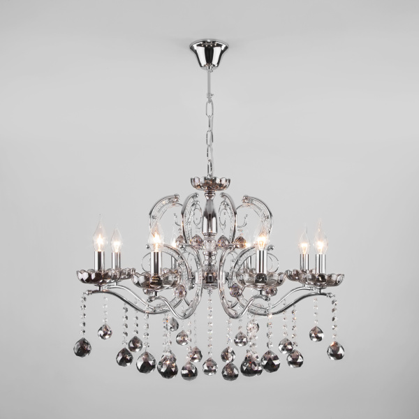 Eurosvet Подвесная люстра с хрусталем 10107/8 хром/дымчатый хрусталь Strotskis a045449