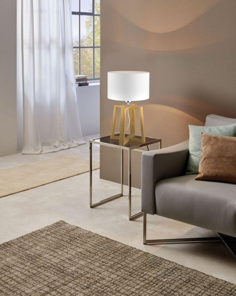 Купить Eglo 97516 Настольная лампа CHIETINO 1, 1х60W (E27), 260, H440, дерево, cталь, натуральный, хром/текстиль