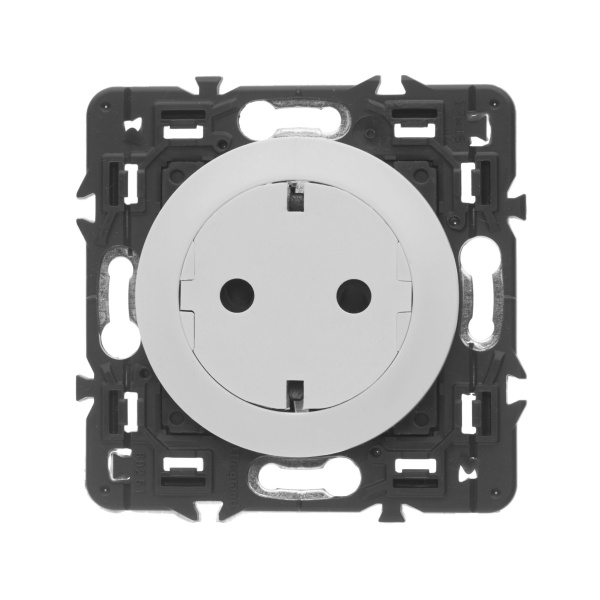 Купить Legrand Celiane2 Белый Розетка с плоской лицевой панелью с/з, безвинтовой зажим (накладка+механизм) 067166