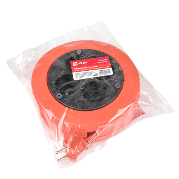 Купить EKF PROxima Удлинитель-рулетка 4*5 м без заземления ПВС 2*0,75 10А/2,3кВт