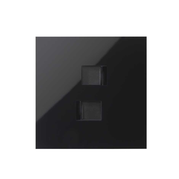 Simon 100 Черный глянец Кит 1 пост, фронт. Накладка на 2 розетки RJ45 10020111-138