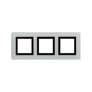DKC Рамка из натурального стекла,"Avanti", светло-серая, 3 поста (6 мод.)