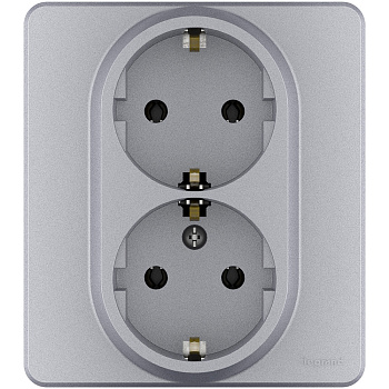 Legrand INSPIRIA Алюминий Розетка 2 x 2К+З - немецкий стандарт - 16 А - 250 В 673752