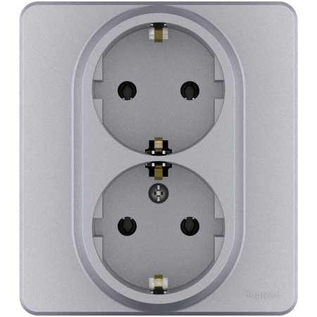 Legrand INSPIRIA Алюминий Розетка 2 x 2К+З - немецкий стандарт - 16 А - 250 В 673752