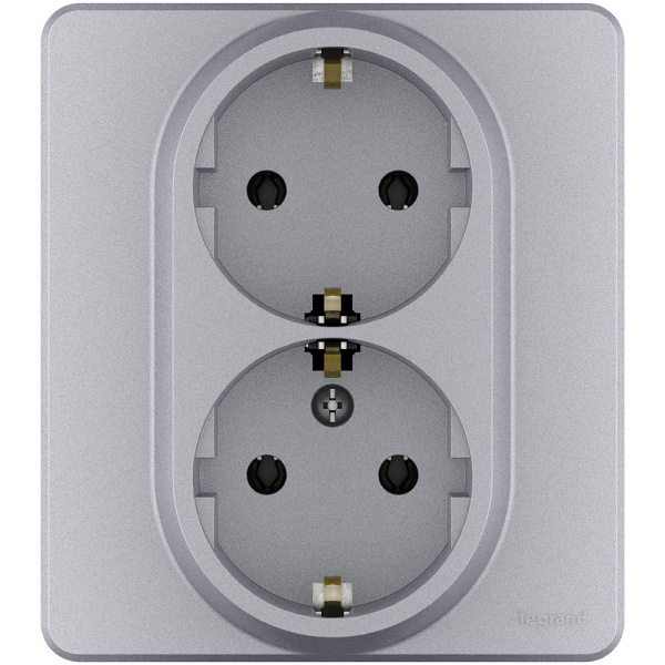 Legrand INSPIRIA Алюминий Розетка 2 x 2К+З - немецкий стандарт - 16 А - 250 В 673752