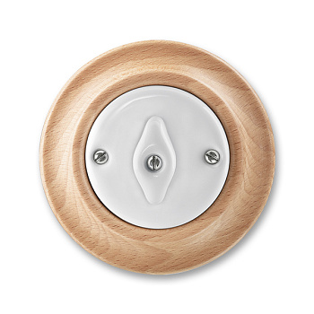 ABB Decento Белый фарфор/Натуральное дерево "Бук" Переключатель поворотный 2CHK600634C4050