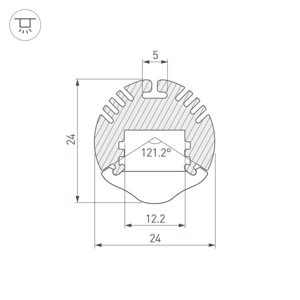 Купить Arlight Профиль с экраном ALU-ROUND-2000 ANOD+LEN30 (Алюминий) 015527
