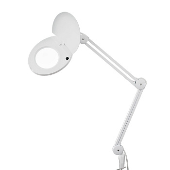 Лупа на струбцине круглая 5D с подсветкой и крышкой, белая Rexant 31-0222