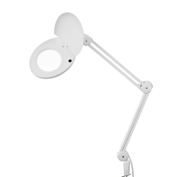 Лупа на струбцине круглая 5D с подсветкой и крышкой, белая Rexant 31-0222