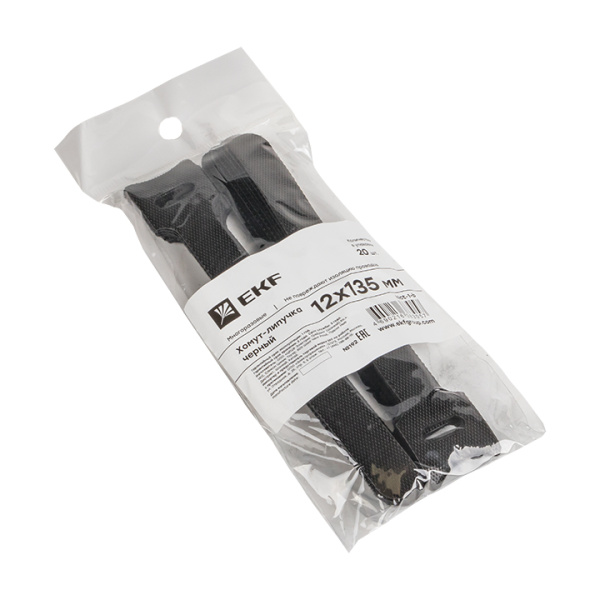 Купить EKF PROxima Хомут-липучка 12х135 мм черный (20 шт)