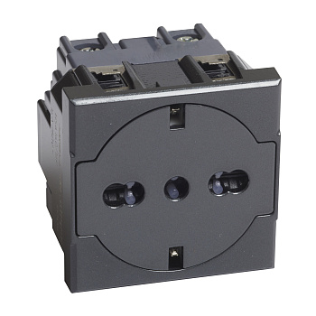 BT Axolute Антрацит Розетка 2К+З 16А 250В, немецкого/итальянского стандартов,с плоской лицевой панелью. HS4140/16F