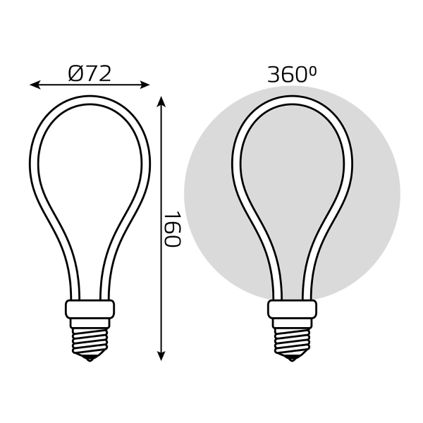 Купить Gauss Лампа Filament Artline А72 4W 330lm 2700К Е27 milky LED 1004802104