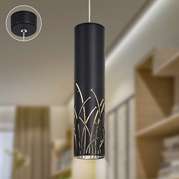 ЭРА Светильник подвесной (подвес) PL25 BK MR16 GU10 потолочный цилиндр черный