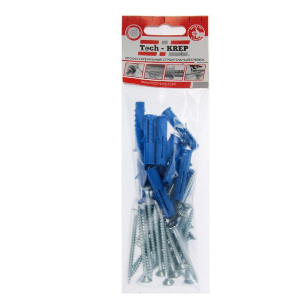Купить Tech-Krep Саморез ШУц 5,0х60 пот. гол. + дюбель 8х40(20 шт) - пакет 112564