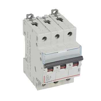 Legrand DX3 6000 Автоматический выключатель 10кА 3P 400В 0,5А 3 мод (D) 408080