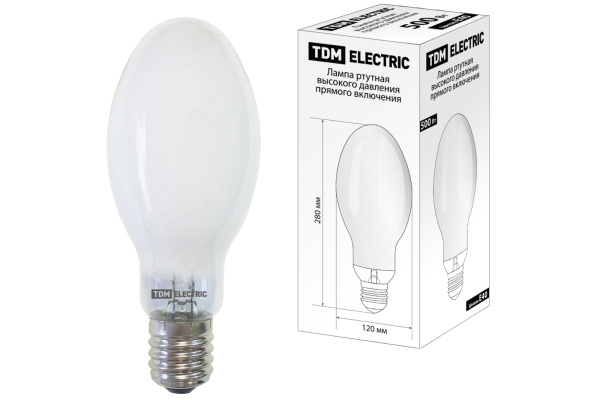 TDM Лампа ртутная высокого давления прямого включения ДРВ 500 Вт Е40 SQ0325-0021