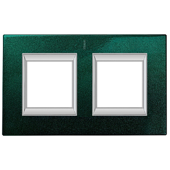 BT Axolute Малахит Рамка 2+2 мод прямоугольная (надпись вертикально) HA4802/2VS
