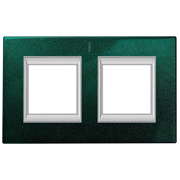BT Axolute Малахит Рамка 2+2 мод прямоугольная (надпись вертикально) HA4802/2VS