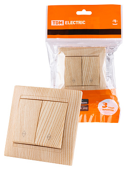 TDM Выключатель на 2 направления 2 кл. 10А сосна "Лама" SQ1815-0307