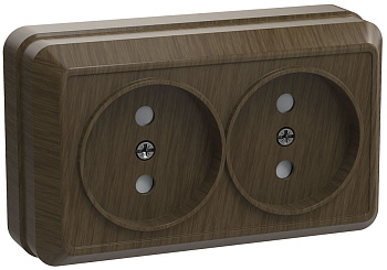 IEK OKTAVA РС22-2-ОД Розетка 2местн. без з/к 10А откр.уст. (дуб)