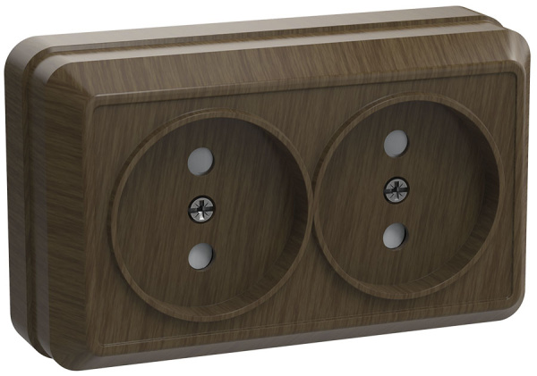 IEK OKTAVA РС22-2-ОД Розетка 2местн. без з/к 10А откр.уст. (дуб)