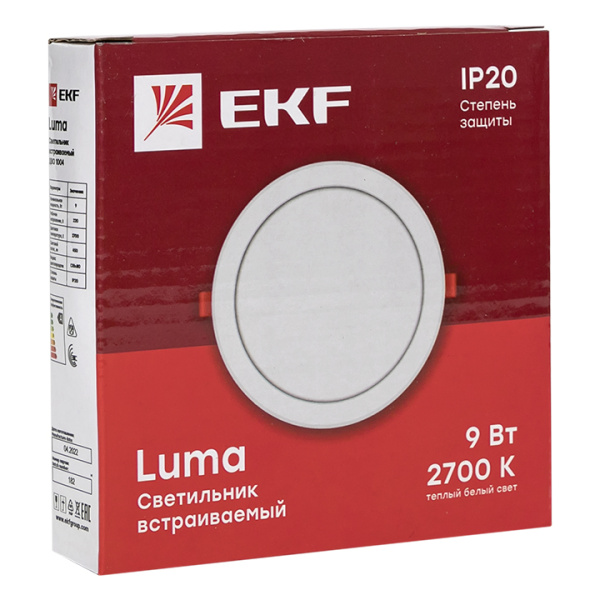 Купить Светильник встраиваемый светодиодный ДВО 1004 9Вт 2700K IP20 EKF Basic