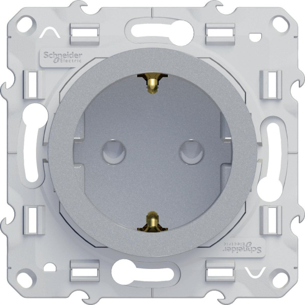 Купить SE Odace Алюминий Розетка с/з со шторками S53R037