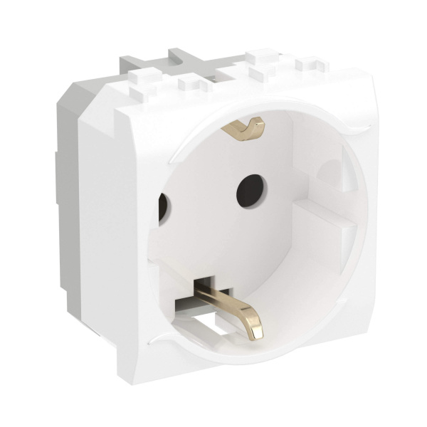 Купить DKC Электрическая розетка  с заземлением, со шторками, белая, 2мод.