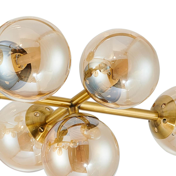 Купить Favourite 2649-10U потолочная люстра Каркас цвета латунь, плафоны из выдувного стекла янтарного цвета