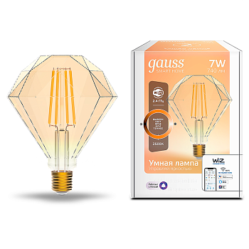 Gauss Лампа Smart Home Filament Diamond 7W 740lm 2500К E27 диммируемая LED 1350112