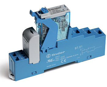 Finder Интерфейсный модуль (сборка 46.61.8.120.0040 + 99.02.0.230.98 + 97.51SPA), электромеханическое реле; 1CO 16A; контакты AgNi; питание 120В AC; к 4C5181200060SPA