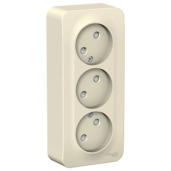 Systeme Electric Blanca наруж Молочная Розетка 3-ая б/з со шторками 16А, 250В, изолир. пластина