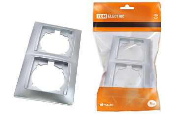 TDM Рамка 2-х постовая горизонтальная серебр. металлик "Лама" SQ1815-0230
