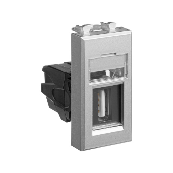 Купить DKC USB 2.0 розетка модульная, тип А-А, "Avanti", "Закаленная сталь", 1 модуль