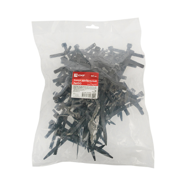 Купить EKF PROxima Хомут дюбельный черный (7х150) (50шт.)