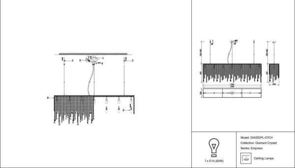 Купить Maytoni Modern Empress Хром Подвесной светильник E14 60W DIA002PL-07CH