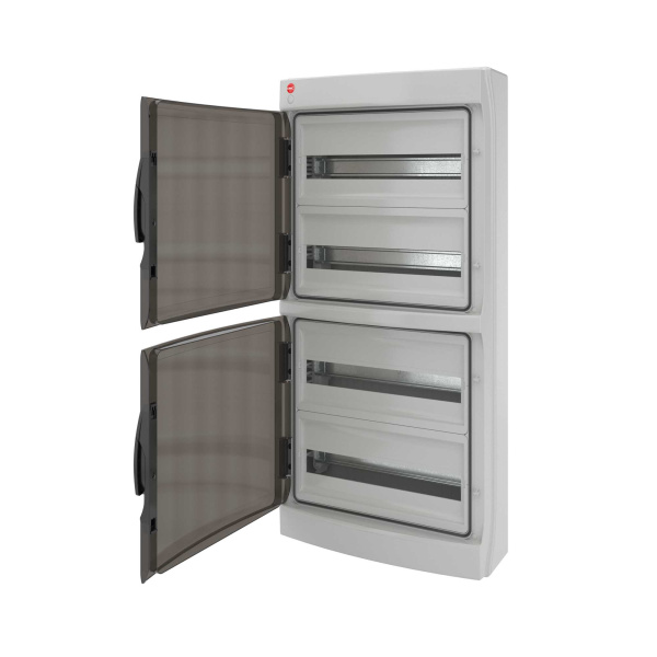 Купить DKC Щиток настенный с дверцей 72 мод.,IP65, серый, с клеммным блоком 63А RB72W6TGD