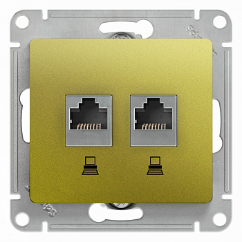 SE Glossa Фисташковый Розетка 2-ая компьютерная RJ45+RJ45, кат.5E GSL001085KK