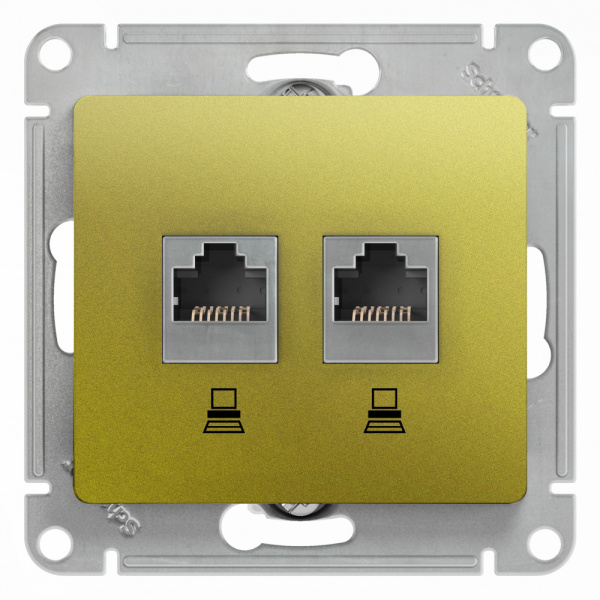 SE Glossa Фисташковый Розетка 2-ая компьютерная RJ45+RJ45, кат.5E GSL001085KK