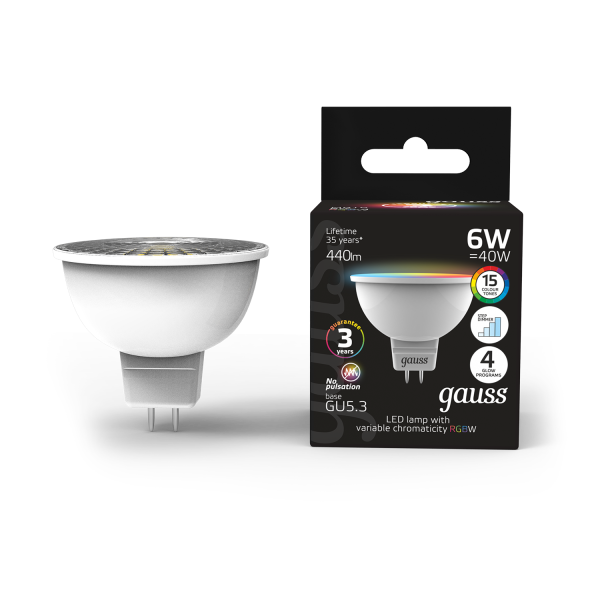 Купить Gauss Лампа MR16 6W GU5.3 RGBW+димирование LED 101105406