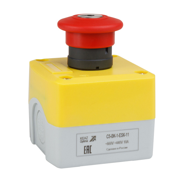 КЭАЗ Пост кноп авар стоп OptiSignal D22 C5-BK-1-ESK-11 1НО+1НЗ с ключом XALK188E