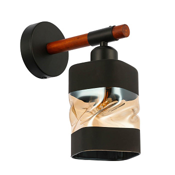 Evoluce SLE114401-01 Светильник настенный Черный, Темное дерево/Черный, Прозрачный, Янтарный E27 1*60W