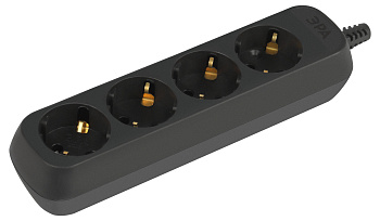 ЭРА Колодка KX-4e-B 4 розетки с заземлением черная