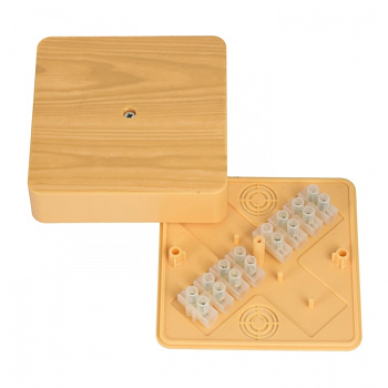 EKF PROxima Коробка разветвительная КМР-030-032кг (100х100х28) с клеммником светлое дерево