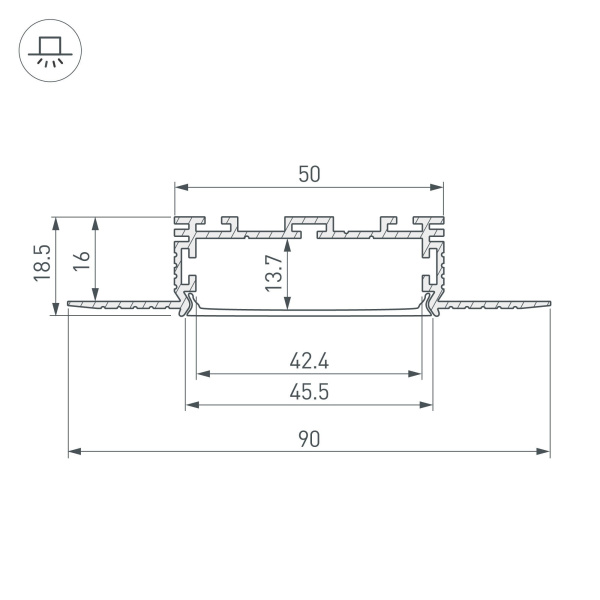 Купить Arlight Профиль KLUS-POWER-W50H16-F-HIDE-2000 (Алюминий) 028917