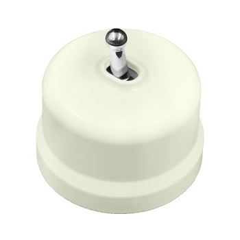 BIRONI Лизетта Пластик Слоновая кость Выключатель 1-кл (тумблерный), ручка Серебро B1-230-211-S