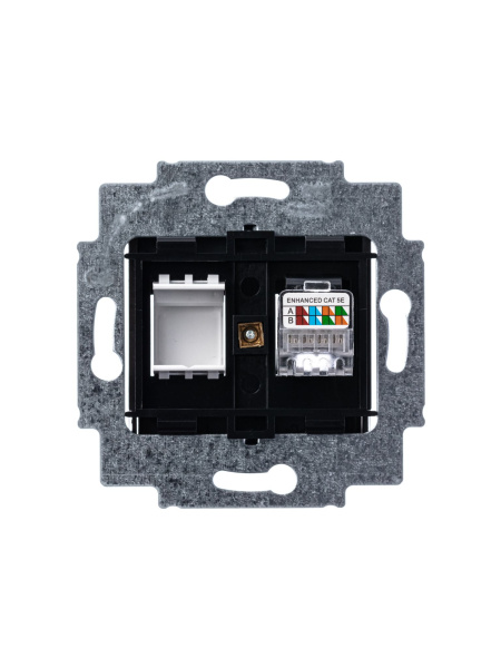 Купить ABB EPJ Levit антрацит / дымчатый чёрный Розетка компьютерная RJ45 кат,5e+заглуш,, антрацит 2CHH295117A6063