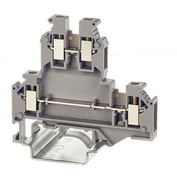 DKC Nuputuk Клемма двухуровневая, винтовой зажим, 4 точки подключения, 4 кв.мм, серая