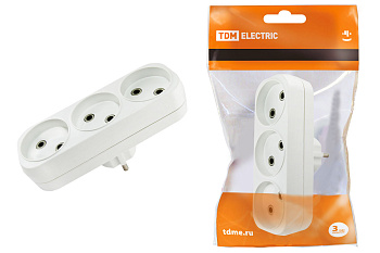 TDM Блок на 3 гнезда 2П б/з плоский 6А 250B SQ1806-0027